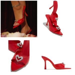 Embellished mule heels.