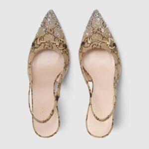 Crystal slingback heels.